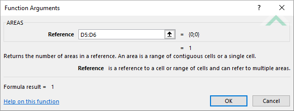 Built-in Excel AREAS Function - Selecting one range