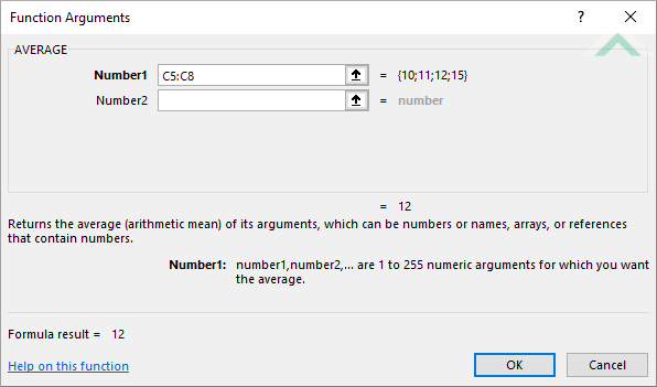 Built-in Excel AVERAGE Function