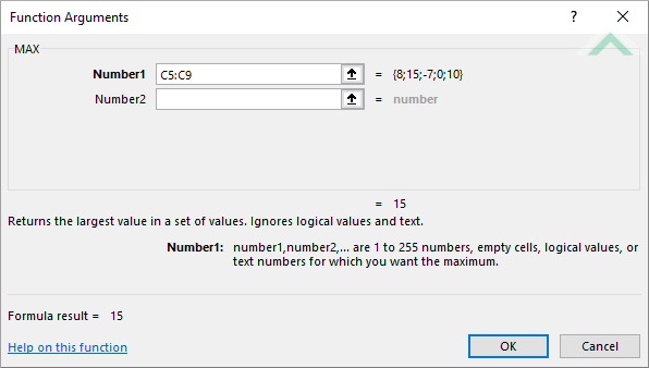 Built-in Excel MAX Function