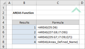 Excel AREAS Function