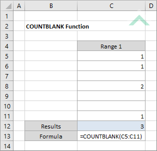 Excel COUNTBLANK Function