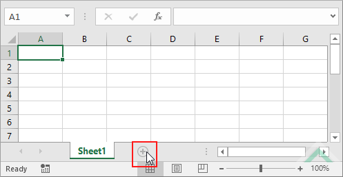 Insert a new worksheet with New sheet button - Excel