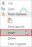 Right-click anywhere on the selected column and click Insert
