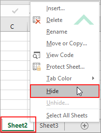 Right-click on a worksheet and select Hide - Excel