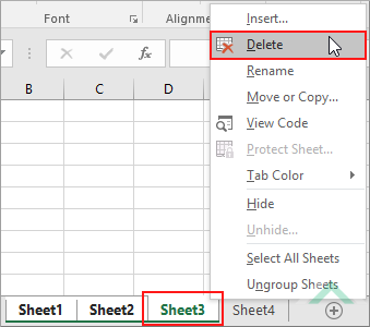 Right-click on one of the selected worksheets and select Delete - Excel