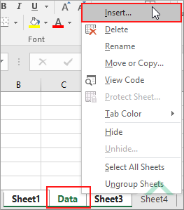 Right-click on the sheet before which you want to insert new worksheets and select Insert - Excel
