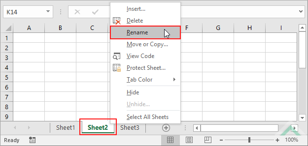 Right-click on the sheet that you want to rename and select Rename - Excel