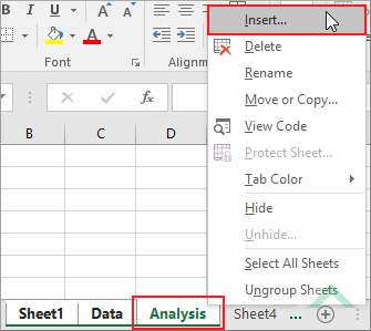 Right-click on the sheet to the right after which you want to insert new worksheets and select Insert - Excel