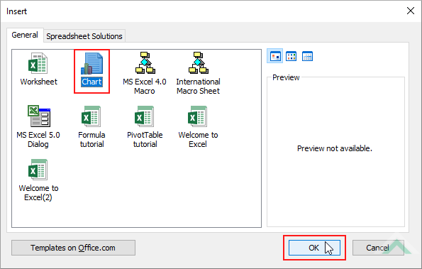 Select Chart and click OK - Excel