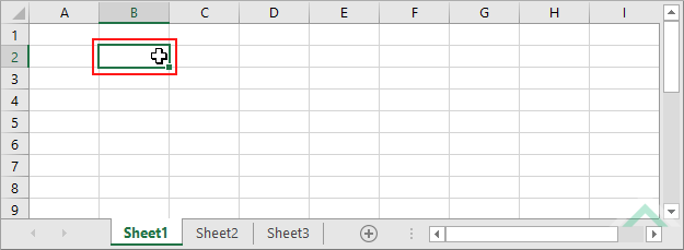 Select a cell in the same row where you want to insert a new row