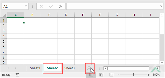 Select a specific sheet and click on the New sheet button - Excel