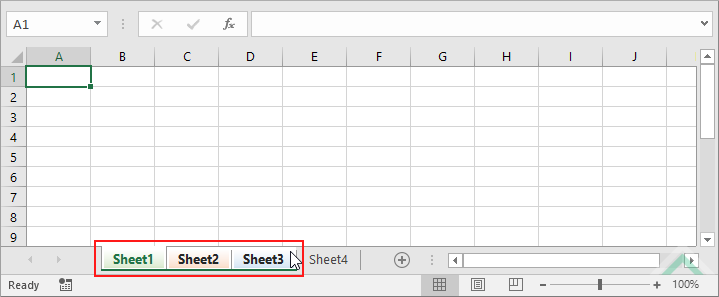 Select multiple colored sheets - Excel