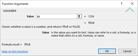 Built-in Excel ISNUMBER Function