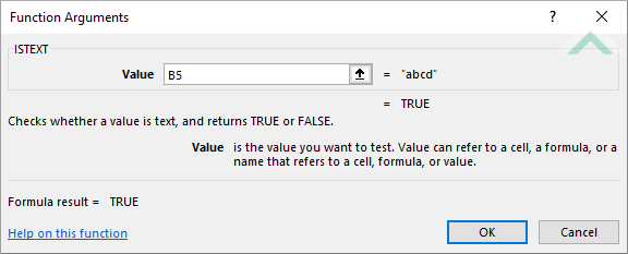 Built-in Excel ISTEXT Function