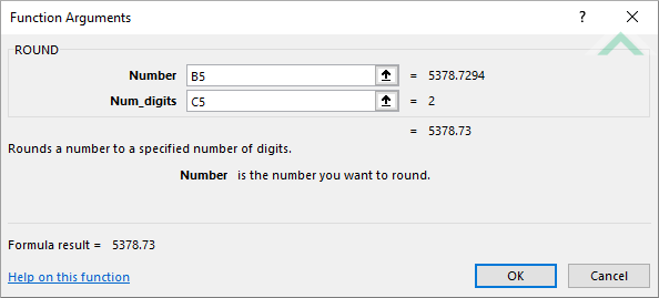 Built-in Excel ROUND Function using links