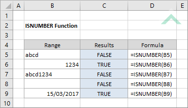 Excel ISNUMBER Function