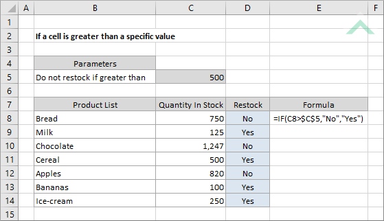 If a cell is greater than a specific value