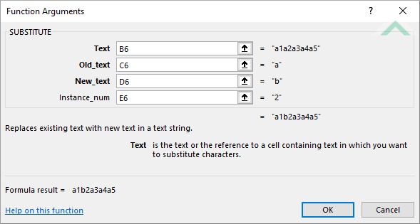 Built-in Excel SUBSTITUTE Function using links