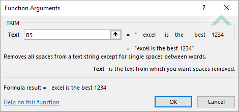 Built-in Excel TRIM Function using links