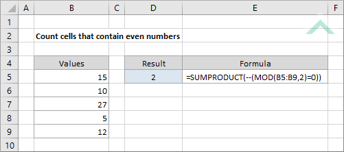 Count cells that contain even numbers
