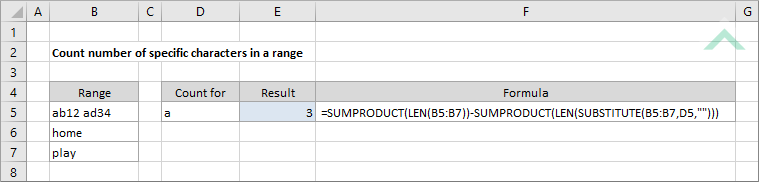 Count number of specific characters in a range