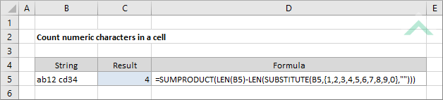 Count numeric characters in a cell