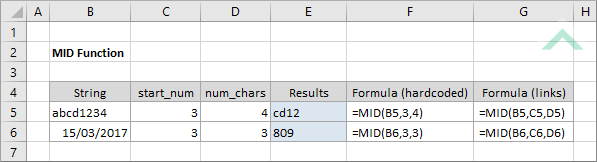 Excel MID Function