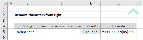 Remove characters from right