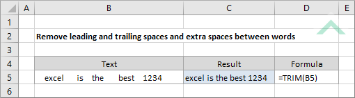 Remove leading and trailing spaces and extra spaces between words