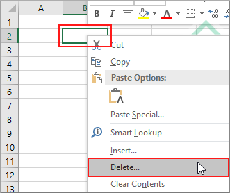 Right click on a cell and select Delete