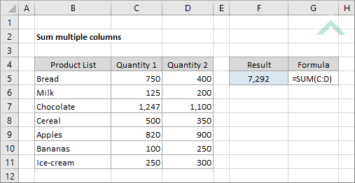 Sum multiple columns