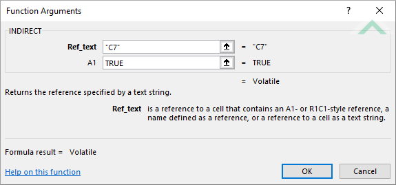 Built-in Excel INDIRECT Function