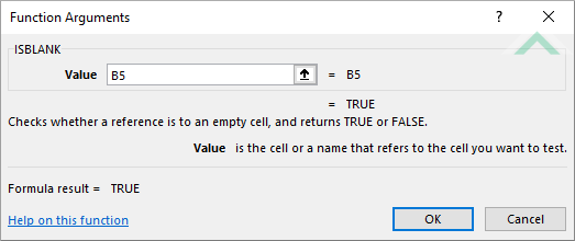 Built-in Excel ISBLANK Function