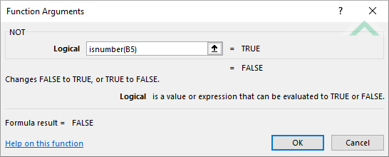 Built-in Excel NOT Function
