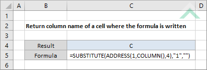 Return column name of a cell where the formula is written