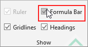 Check Formula Bar checkbox