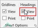 Check the Headings View checkbox
