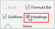 Check Headings checkbox