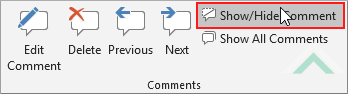 Click Show/Hide Comment