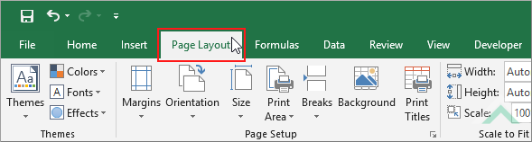 Select the Page Layout tab