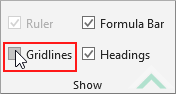 Uncheck Gridlines checkbox