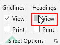 Uncheck the Headings View checkbox