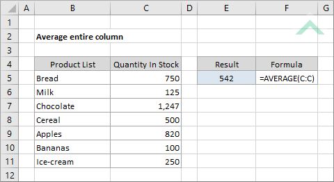 Average entire column