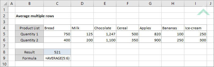 Average multiple rows