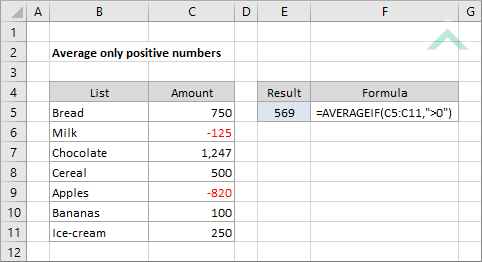Average only positive numbers