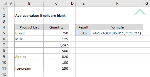 Average values if cells are blank