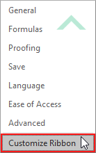 Click on Customize Ribbon