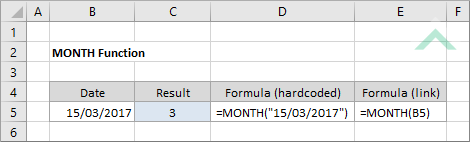 Excel MONTH Function