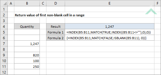 Return value of first non-blank cell in a range