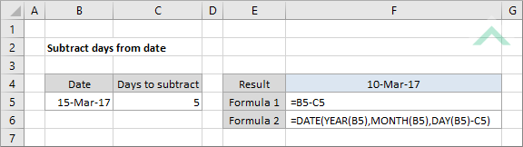 Subtract days from date